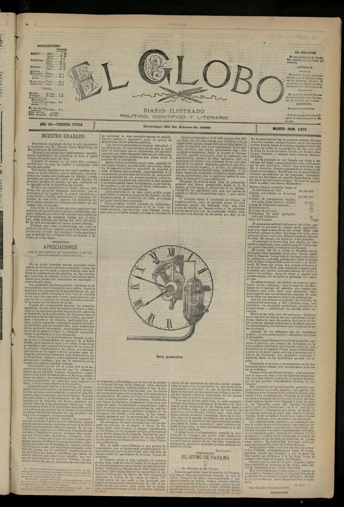 Miniatura de El Globo : diario ilustrado del 20 de enero de 1889, nº 4826