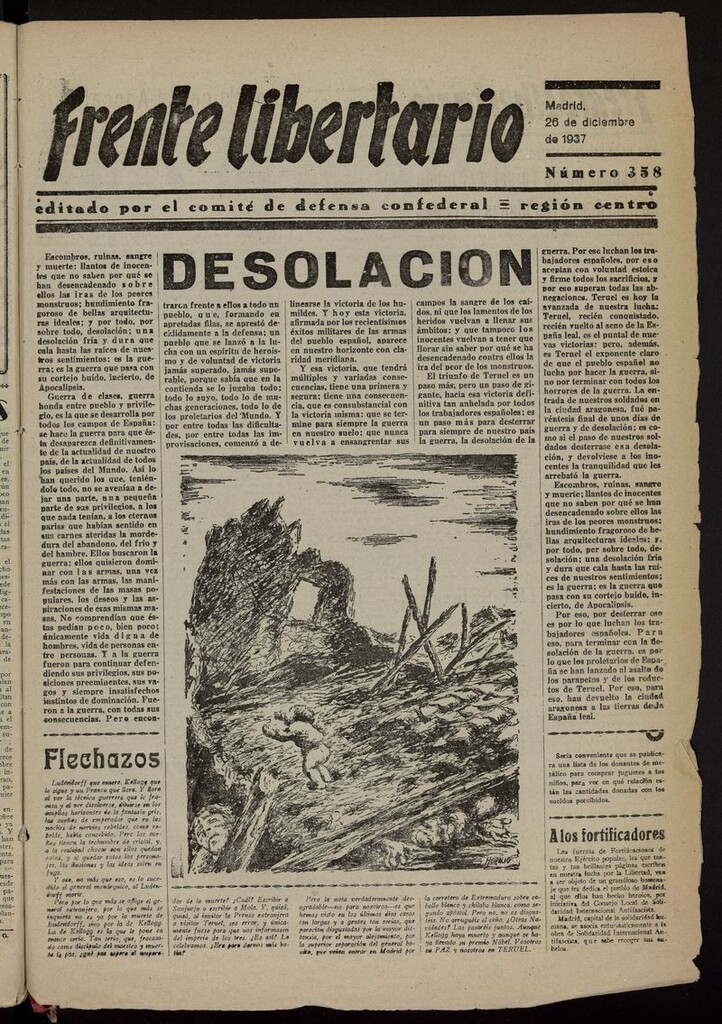 Miniatura de Frente Libertario: Órgano de las Milicias Confederales del 26 de diciembre de 1937