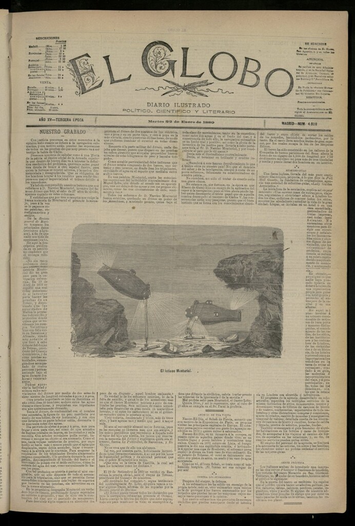 Miniatura de El Globo : diario ilustrado del 22 de enero de 1889, nº 4828