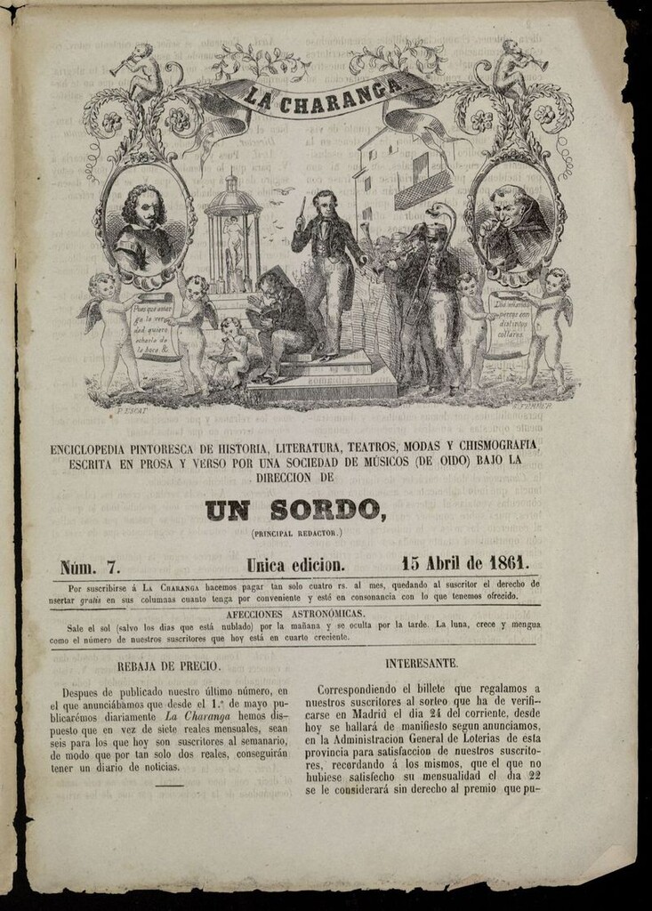 Miniatura de La Charanga (Palma, 1861) del 15 de abril de 1861