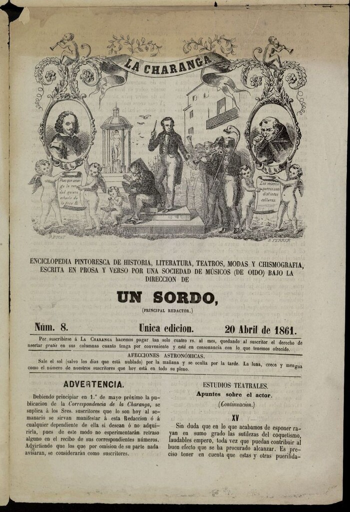 Miniatura de La Charanga (Palma, 1861) del 20 de abril de 1861