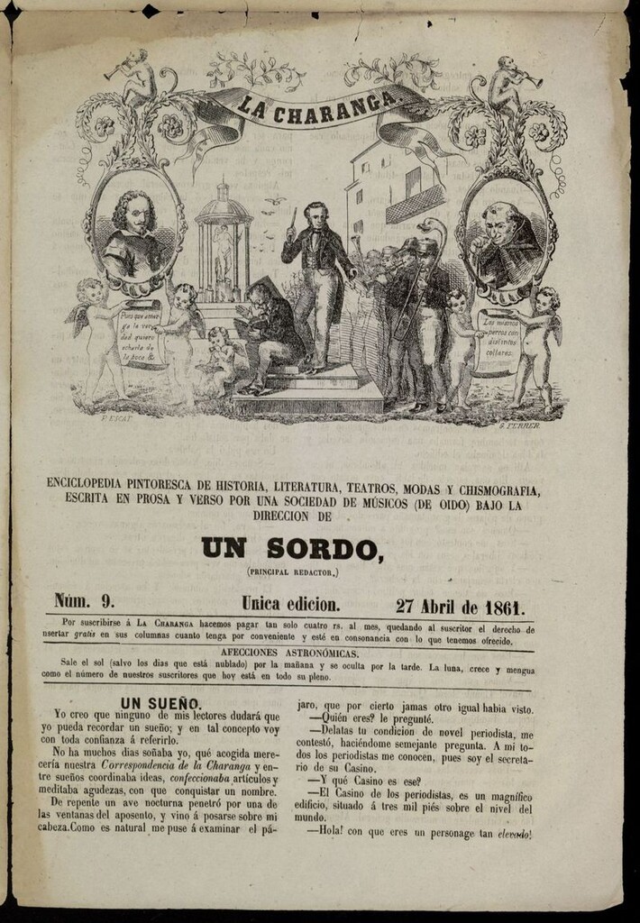Miniatura de La Charanga (Palma, 1861) del 27 de abril de 1861