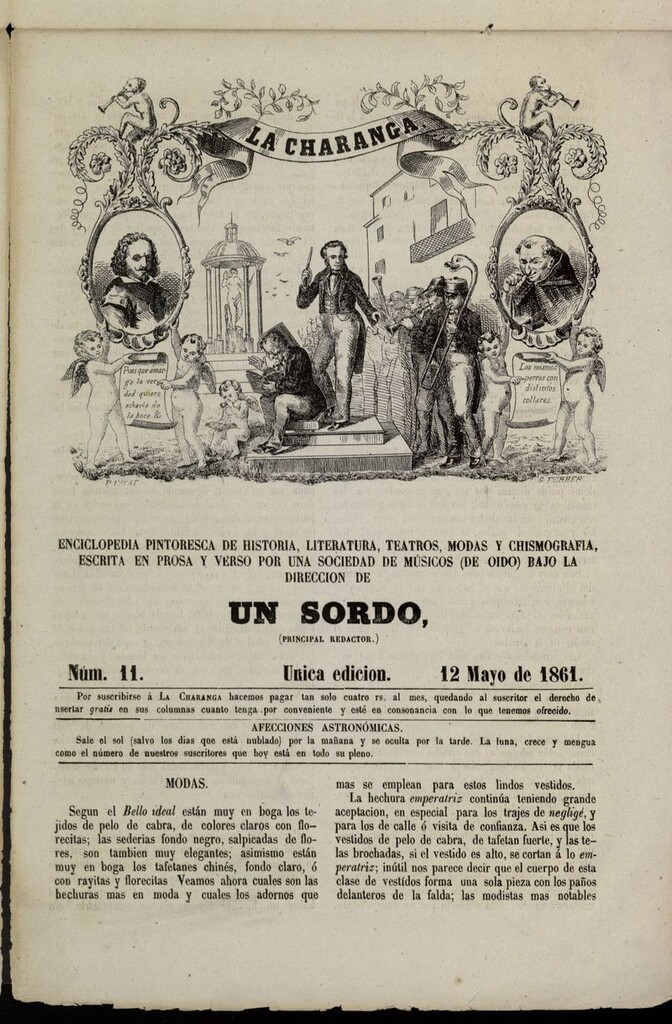 Miniatura de La Charanga (Palma, 1861) del 12 de mayo de 1861