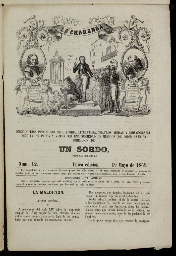 Miniatura de La Charanga (Palma, 1861) del 19 de mayo de 1861