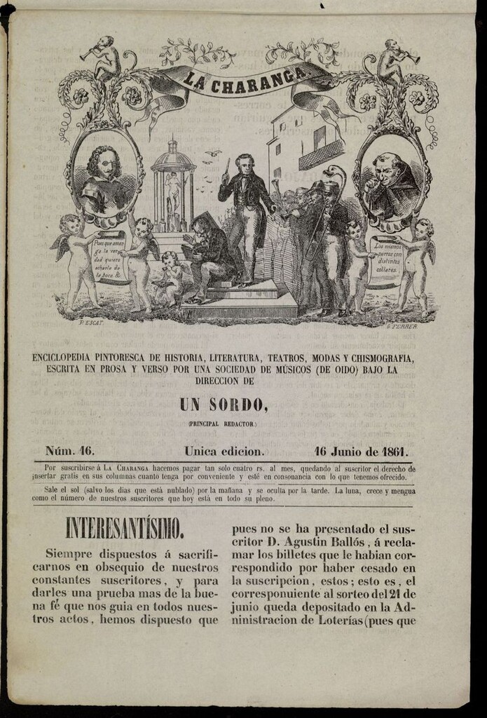 Miniatura de La Charanga (Palma, 1861) del 16 de junio de 1861