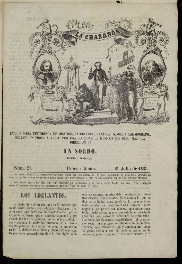 Miniatura de La Charanga (Palma, 1861) del 21 de julio de 1861