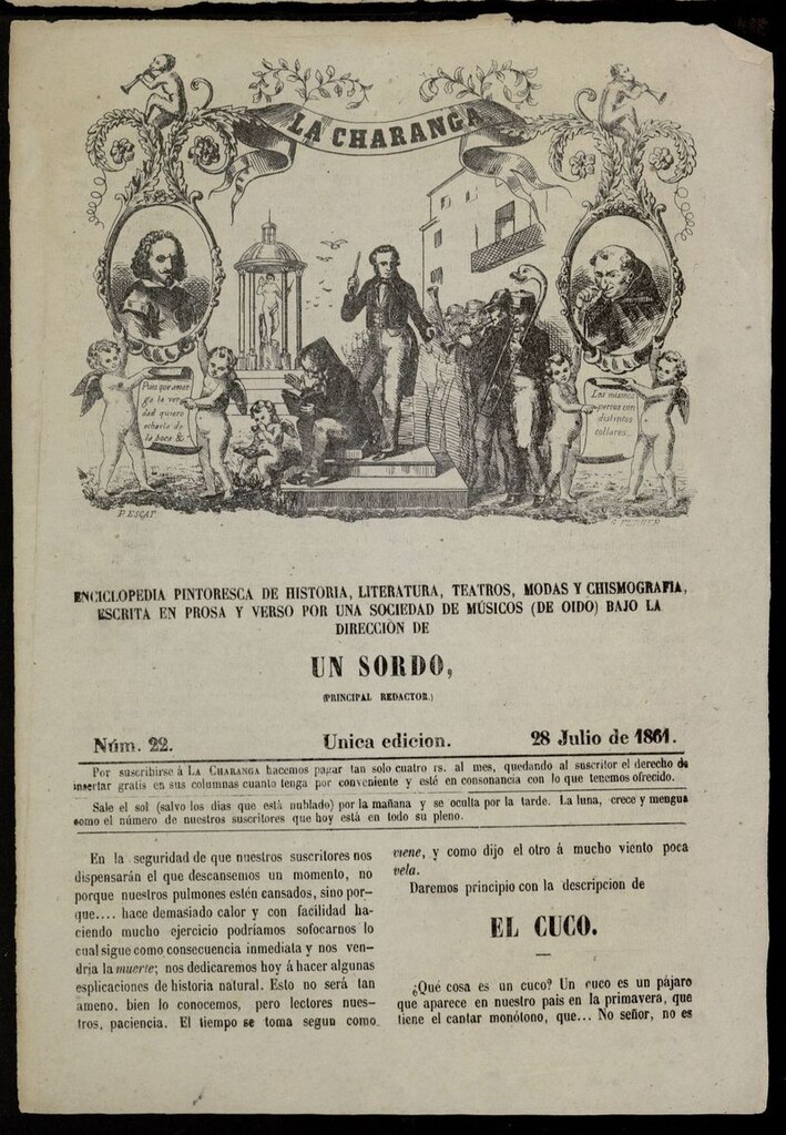 Miniatura de La Charanga (Palma, 1861) del 28 de julio de 1861