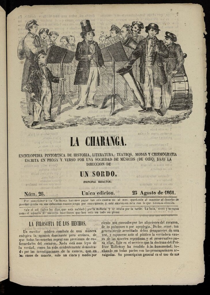 Miniatura de La Charanga (Palma, 1861) del 25 de agosto de 1861