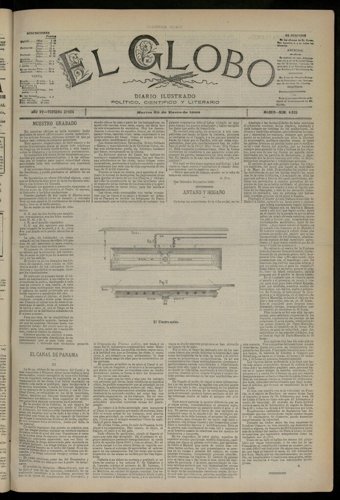 Miniatura de El Globo : diario ilustrado del 29 de enero de 1889, nº 4835