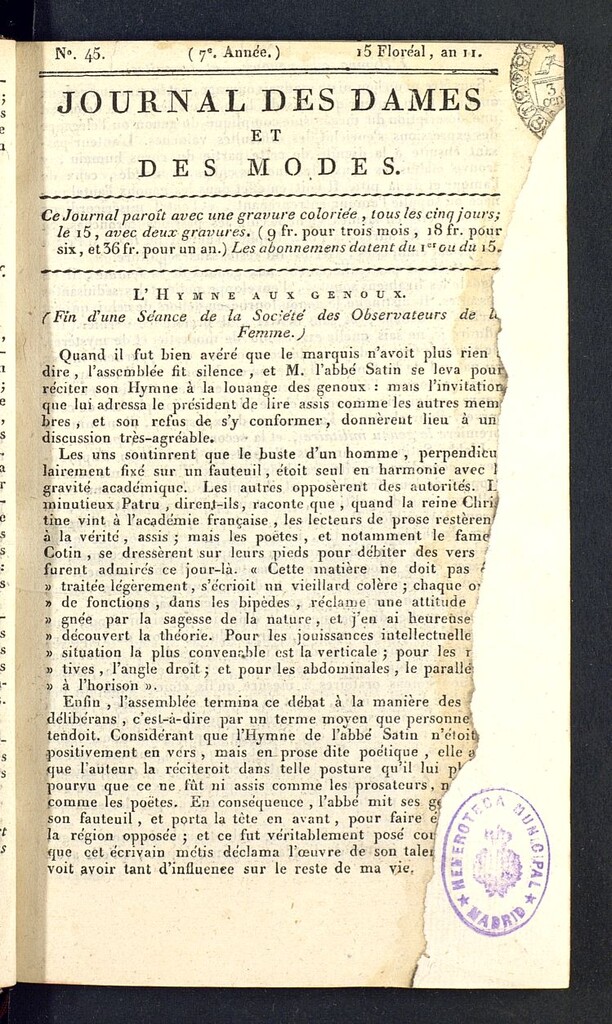 Miniatura de Journal des dames et des modes del 4 de mayo de 1803, nº 45