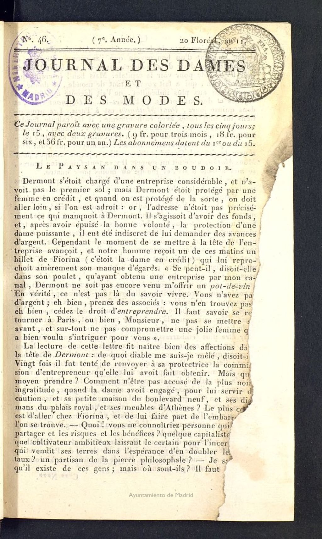 Miniatura de Journal des dames et des modes del 9 de mayo de 1803, nº 46