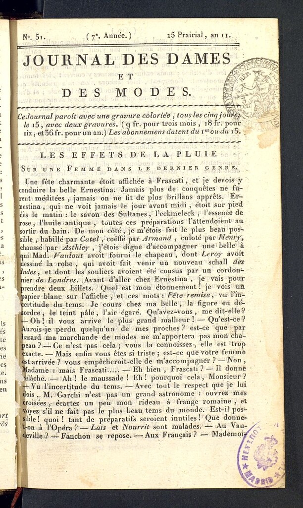 Miniatura de Journal des dames et des modes del 3 de junio de 1803, nº 51