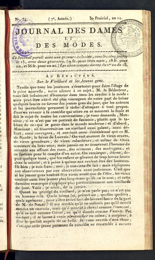 Miniatura de Journal des dames et des modes del 18 de junio de 1803, nº 54