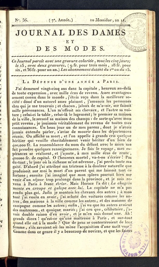 Miniatura de Journal des dames et des modes del 28 de junio de 1803, nº 56