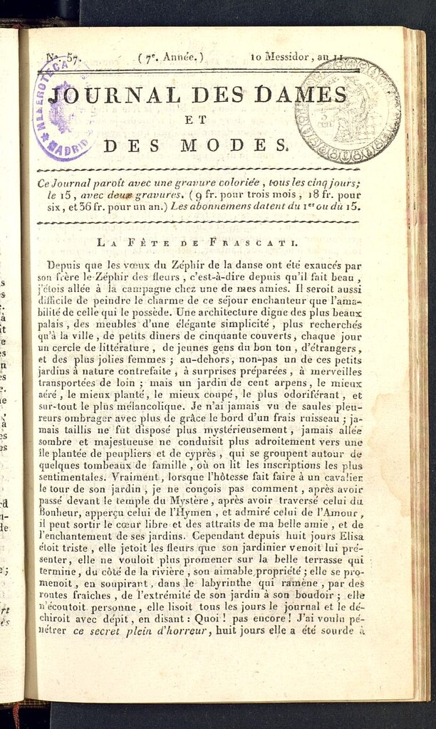 Miniatura de Journal des dames et des modes del 3 de julio de 1803, nº 57