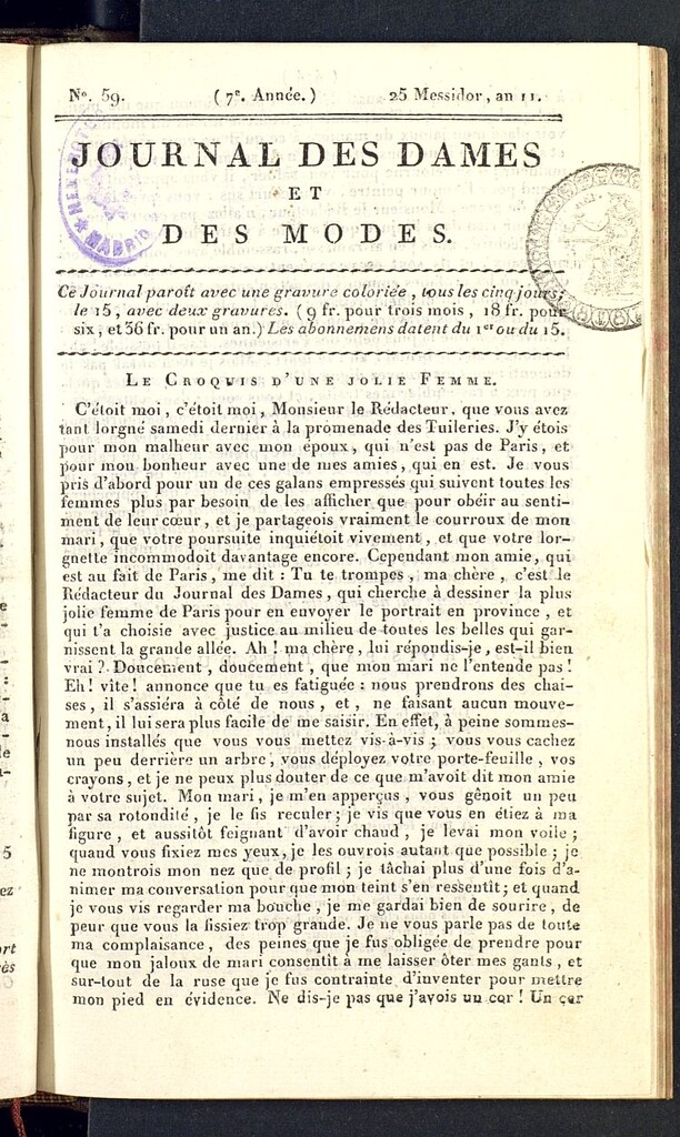 Miniatura de Journal des dames et des modes del 13 de julio de 1803, nº 59