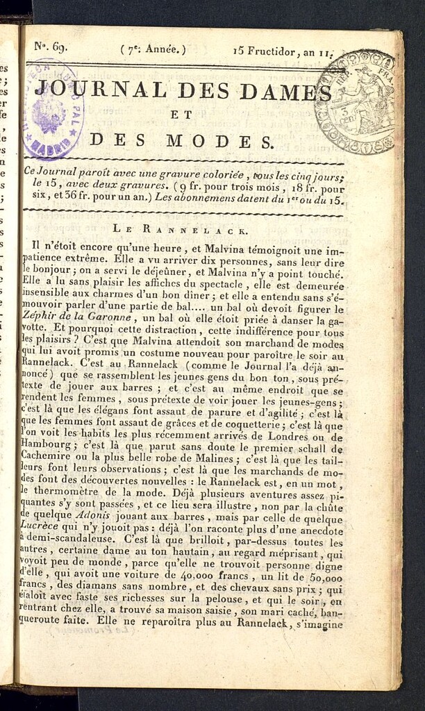 Miniatura de Journal des dames et des modes del 1 de septiembre de 1803, nº 69