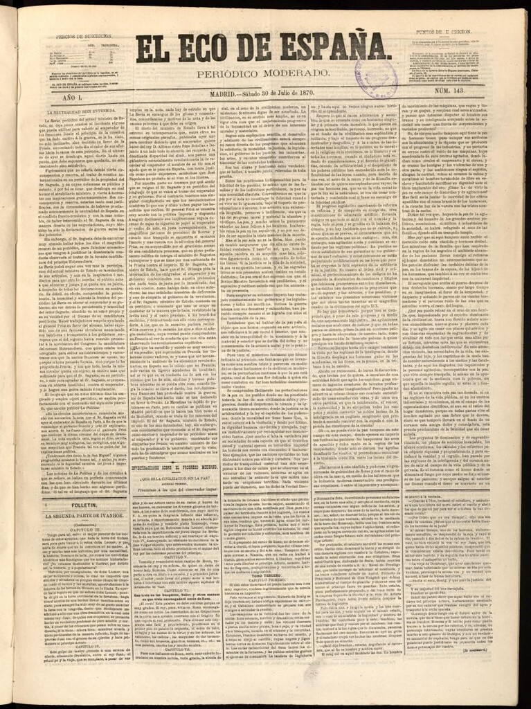 Miniatura de El Eco de España del 30 de julio de 1870