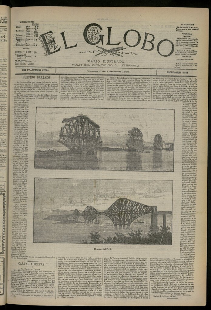 Miniatura de El Globo : diario ilustrado del 1 de febrero de 1889, nº 4838