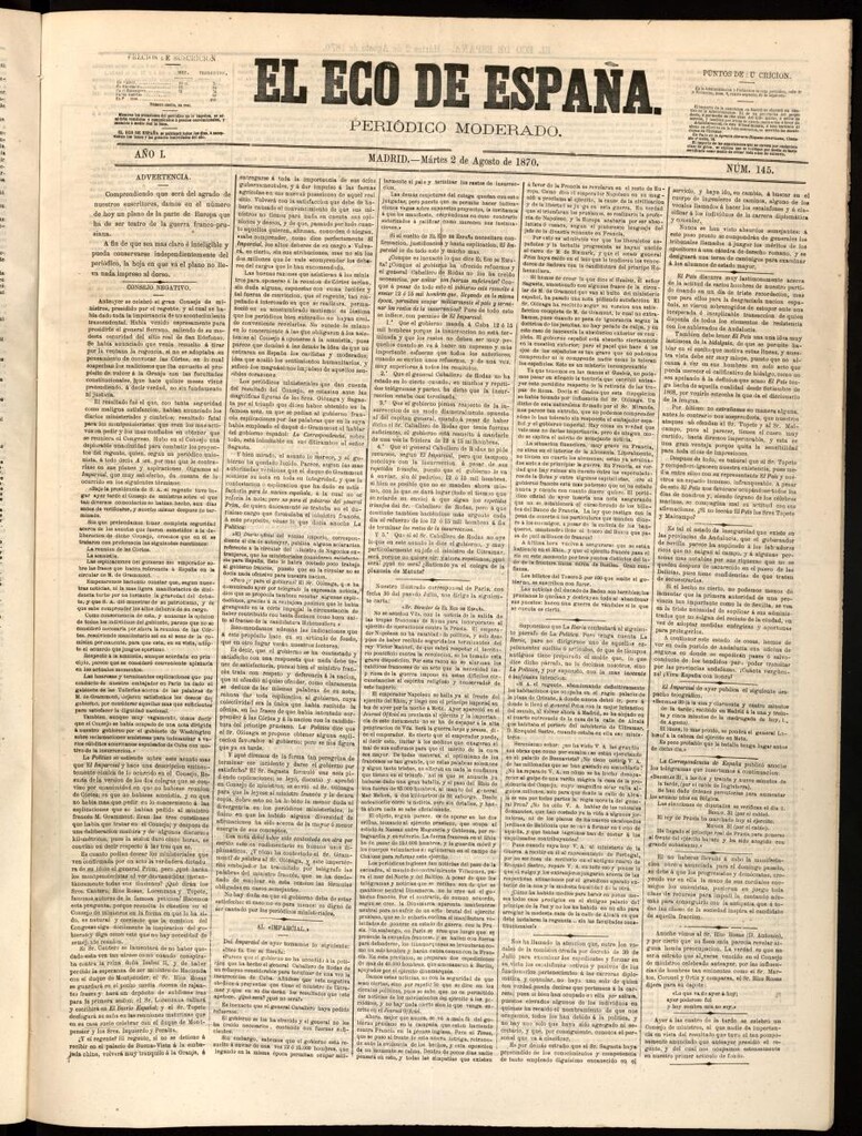 Miniatura de El Eco de España del 2 de agosto de 1870