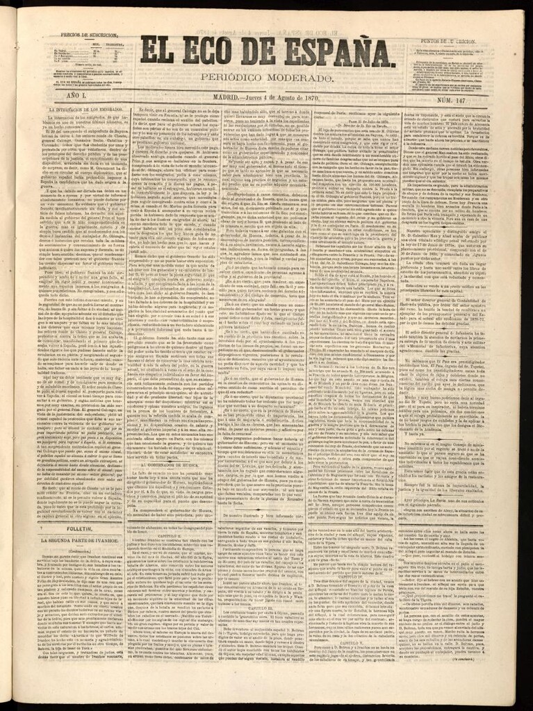 Miniatura de El Eco de España del 4 de agosto de 1870