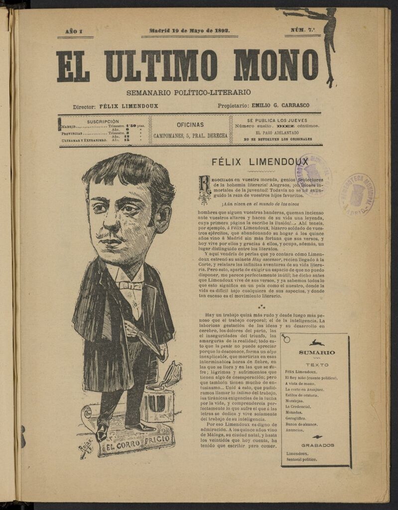Miniatura de El último mono: impresiones dinamiteras del 19 de mayo ade 1892, nº 7
