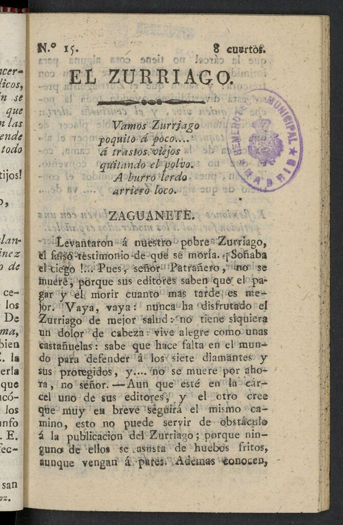 Miniatura de El Zurriago. Madrid de 1821-1822, nº 15