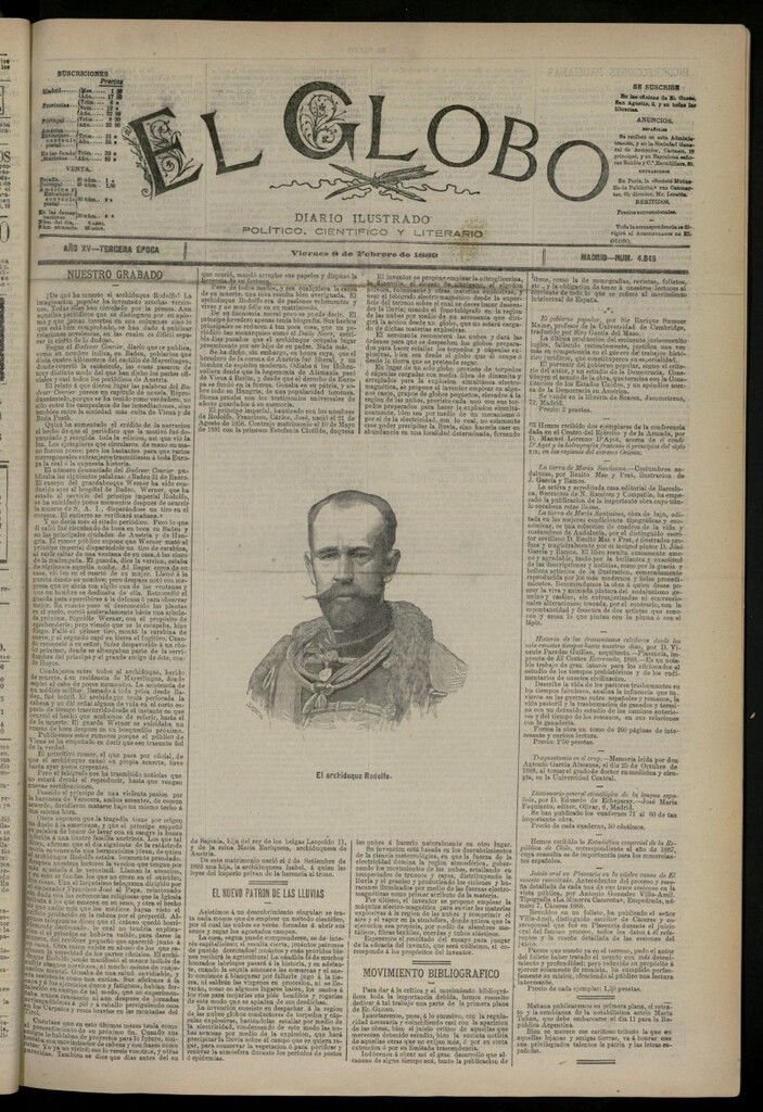 Miniatura de El Globo : diario ilustrado del 8 de febrero de 1889, nº 4845