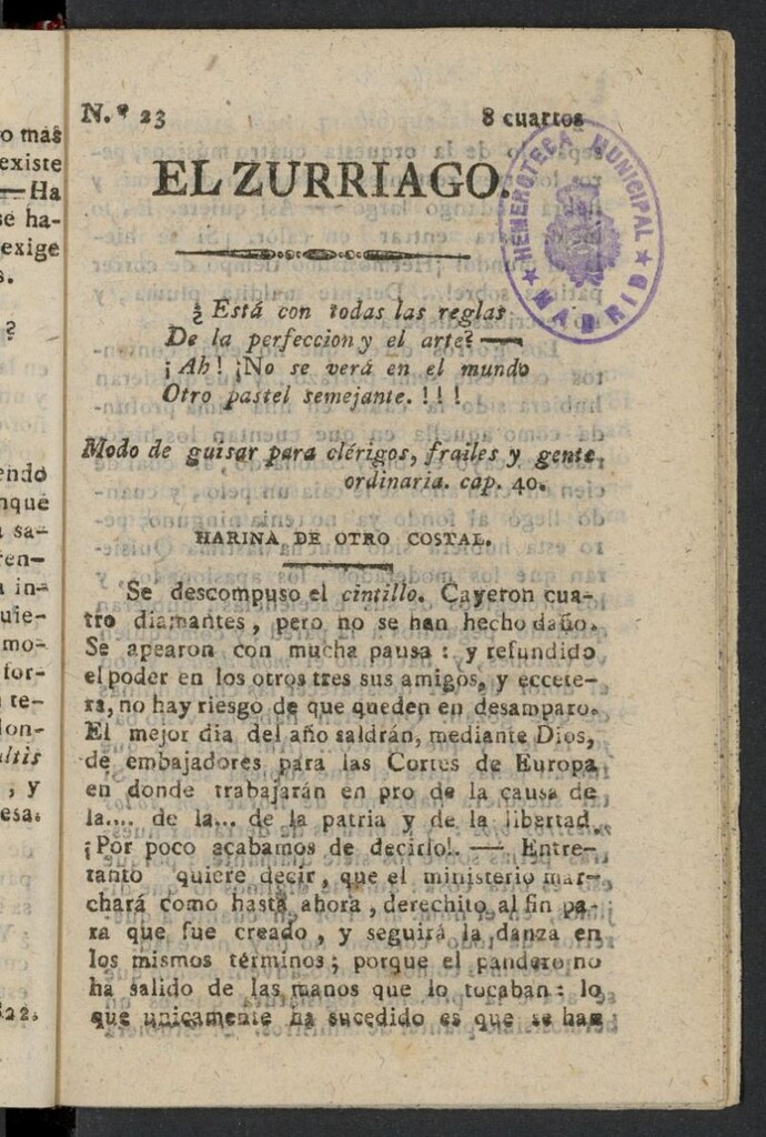 Miniatura de El Zurriago. Madrid de 1821-1822, nº 23