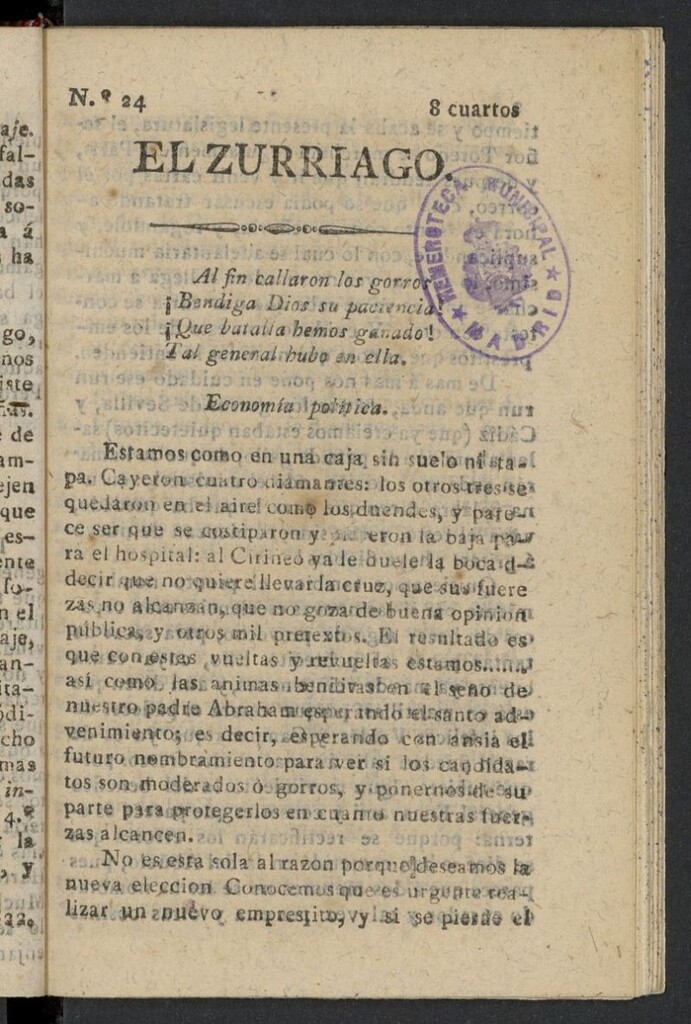 Miniatura de El Zurriago. Madrid de 1821-1822, nº 24