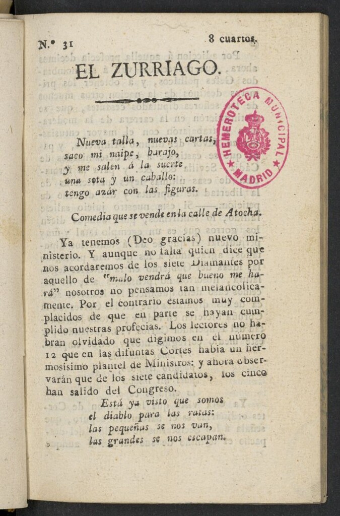 Miniatura de El Zurriago. Madrid de 1822, nº 31