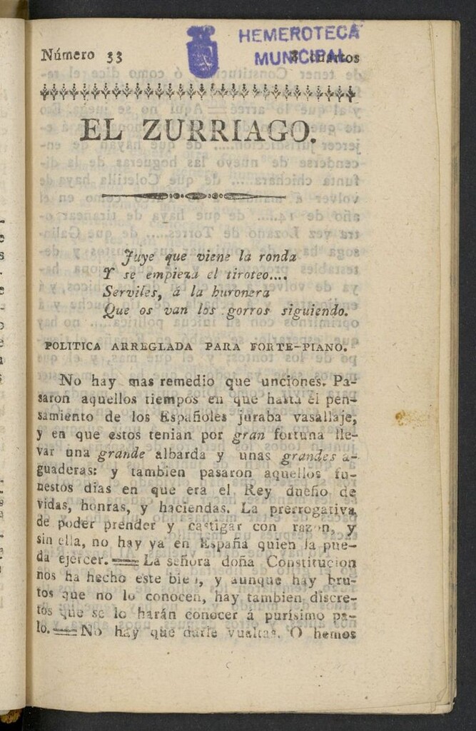 Miniatura de El Zurriago. Madrid de 1822, nº 33