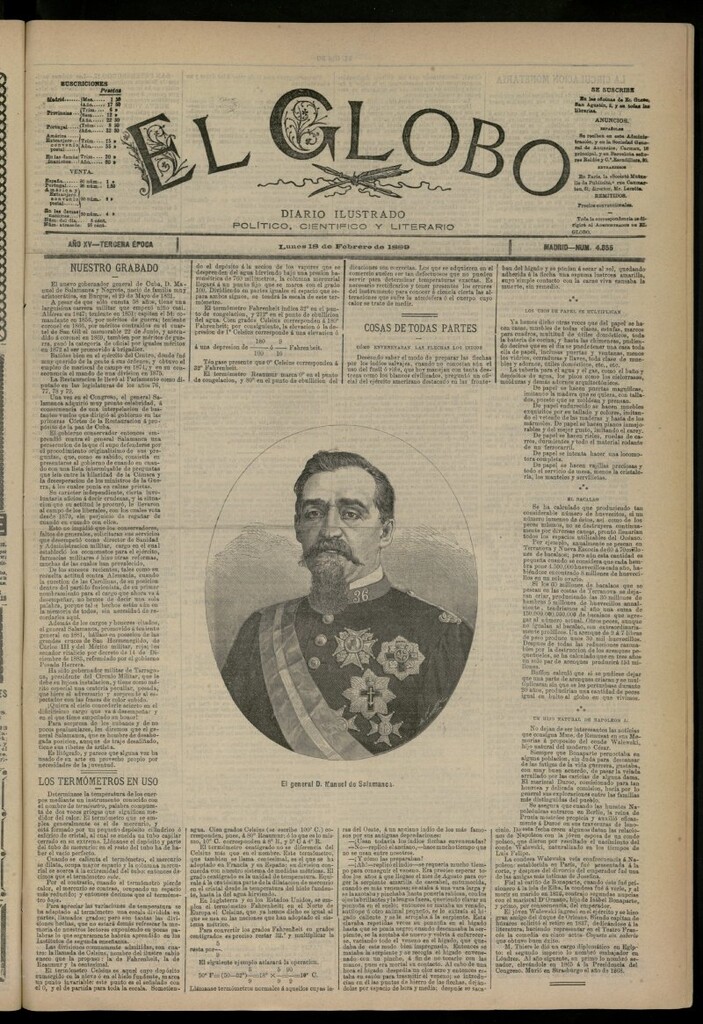 Miniatura de El Globo : diario ilustrado del 18 de febrero de 1889, nº 4855