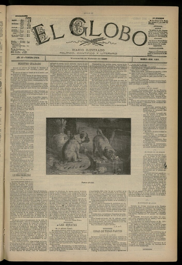 Miniatura de El Globo : diario ilustrado del 22 de febrero de 1889, nº 4859
