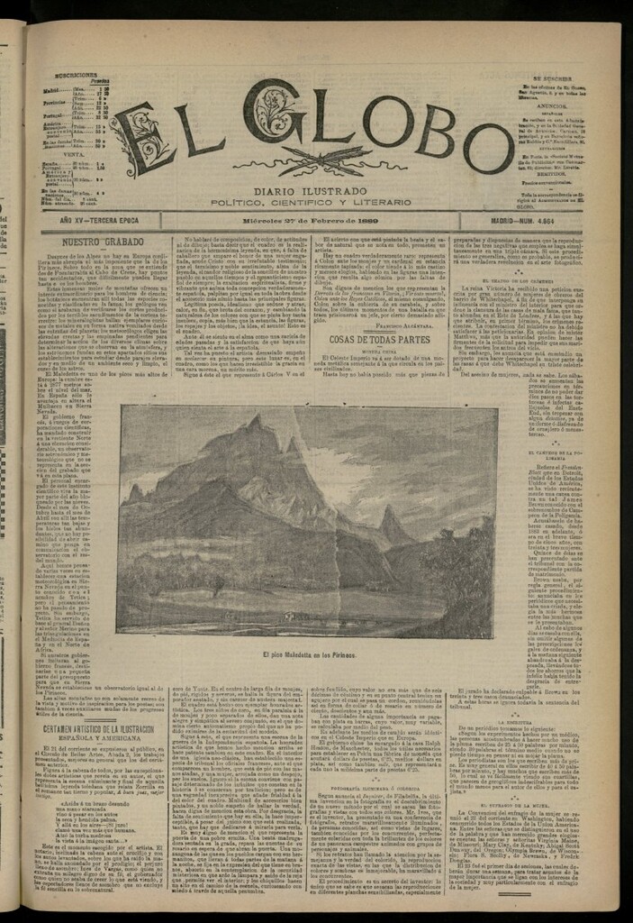 Miniatura de El Globo : diario ilustrado del 27 de febrero de 1889, nº 4864