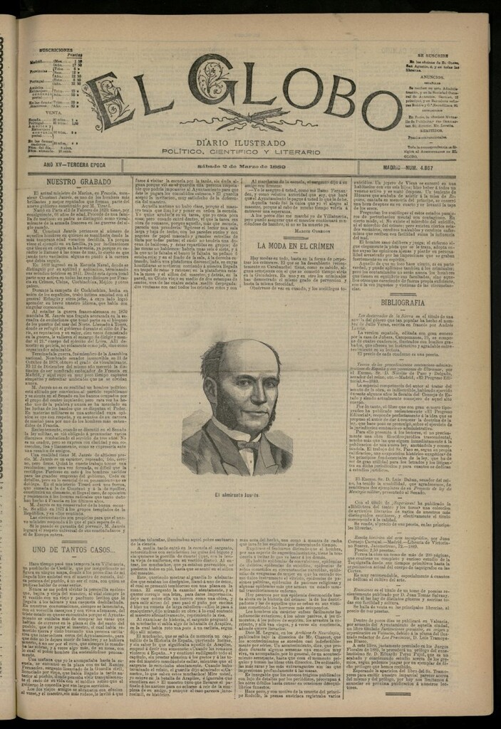 Miniatura de El Globo : diario ilustrado del 2 de marzo de 1889, nº 4867