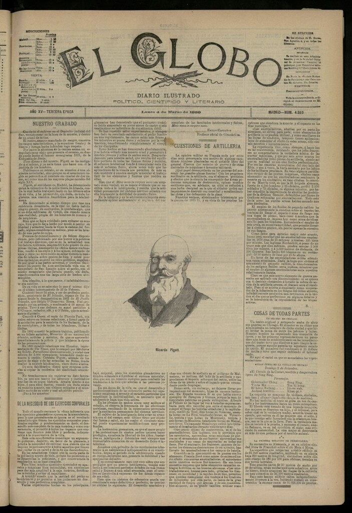 Miniatura de El Globo : diario ilustrado del 4 de marzo de 1889, nº 4869