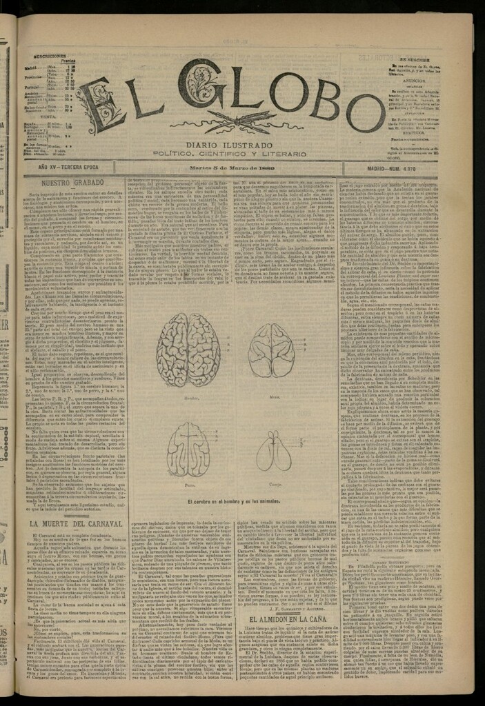 Miniatura de El Globo : diario ilustrado del 5 de marzo de 1889, nº 4870