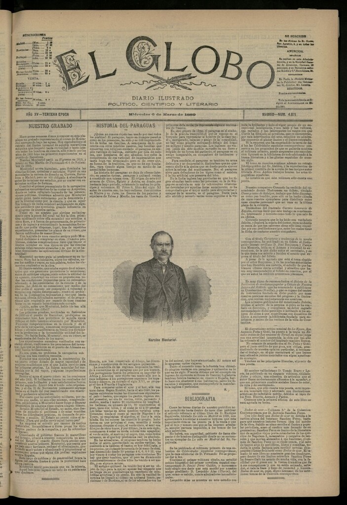 Miniatura de El Globo : diario ilustrado del 6 de marzo de 1889, nº 4871