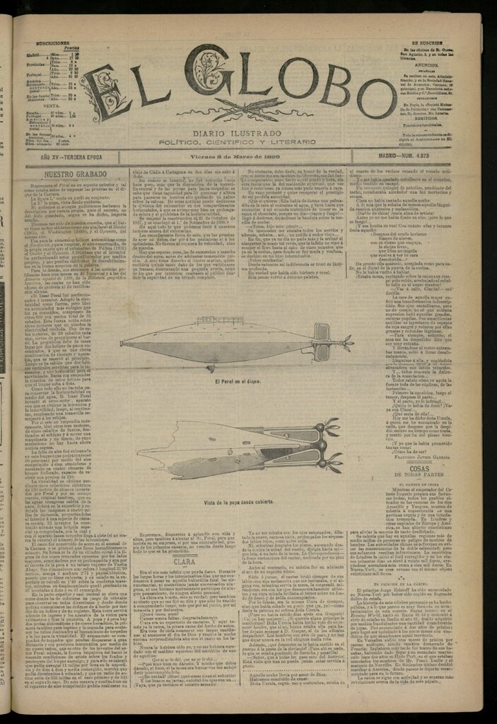 Miniatura de El Globo : diario ilustrado del 8 de marzo de 1889, nº 4873