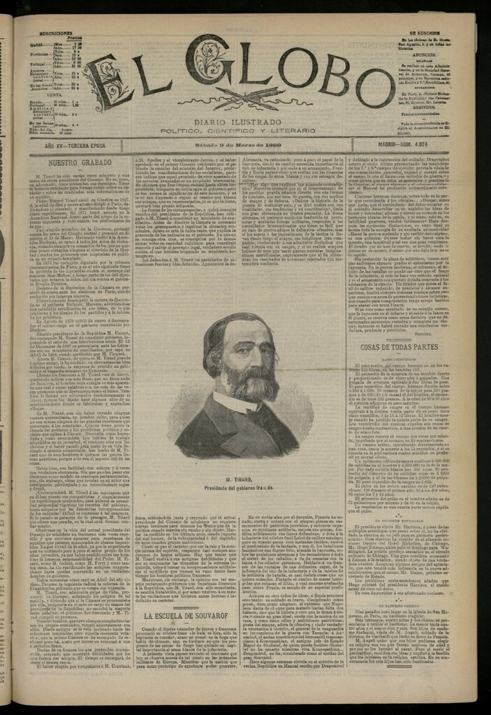 Miniatura de El Globo : diario ilustrado del 9 de marzo de 1889, nº 4874