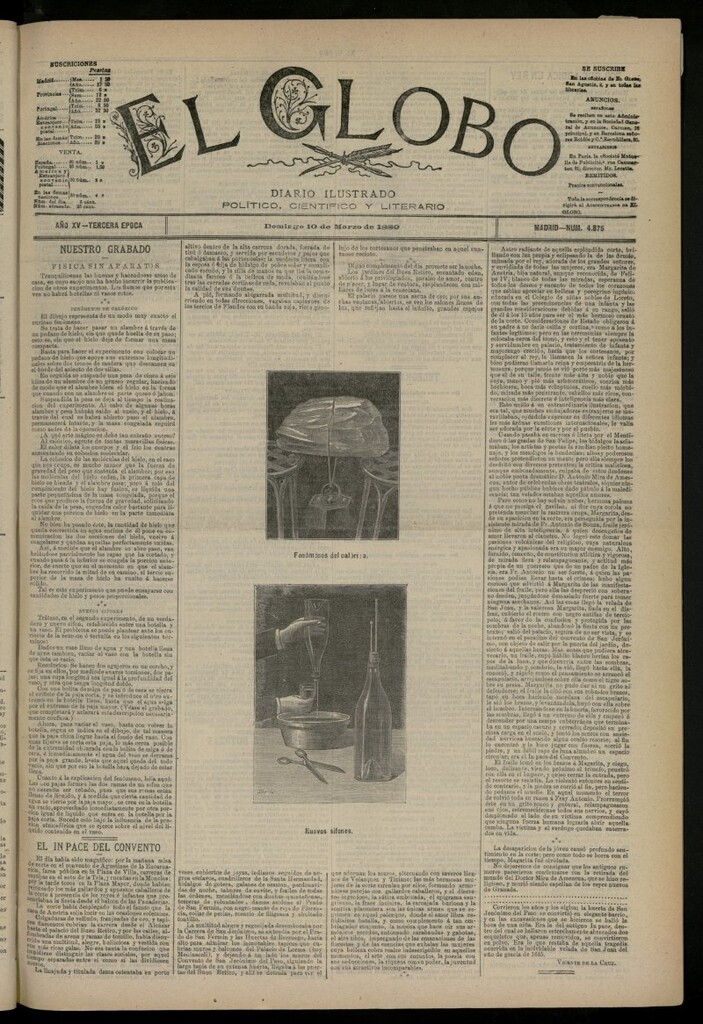 Miniatura de El Globo : diario ilustrado del 10 de marzo de 1889, nº 4875