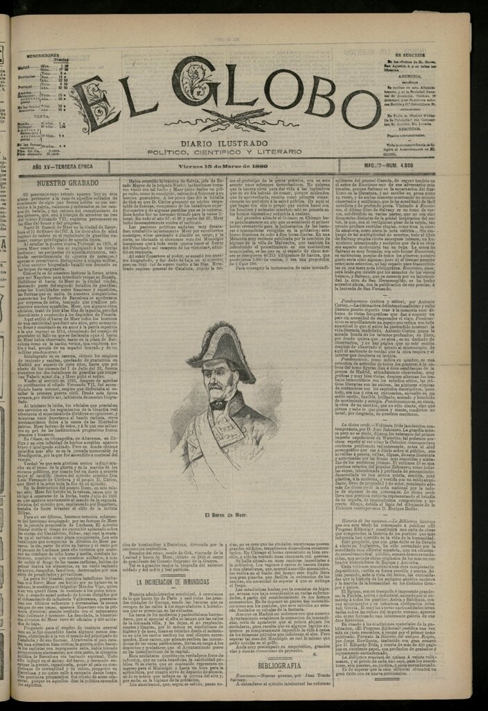 Miniatura de El Globo : diario ilustrado del 15 de marzo de 1889, nº 4880