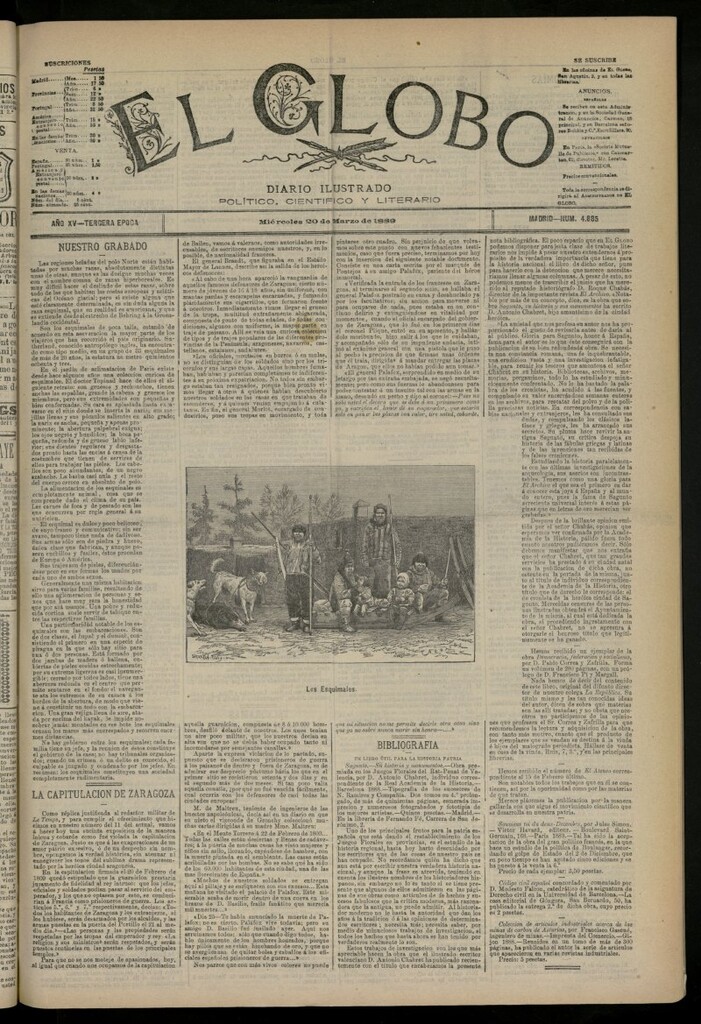 Miniatura de El Globo : diario ilustrado del 20 de marzo de 1889, nº 4885