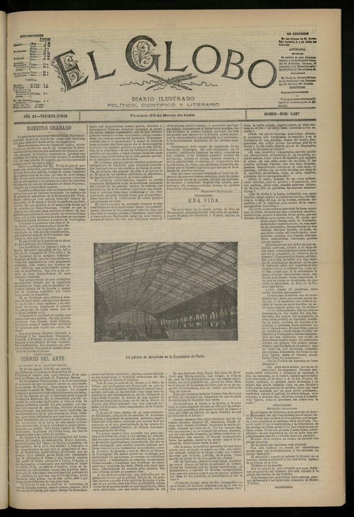 Miniatura de El Globo : diario ilustrado del 22 de marzo de 1889, nº 4887