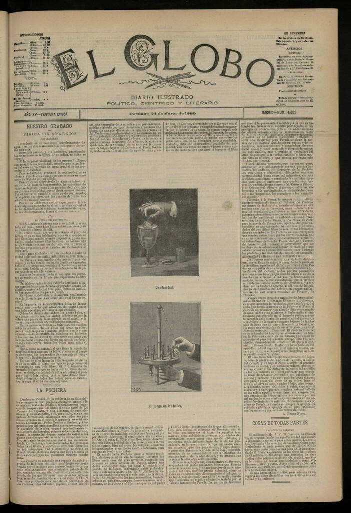 Miniatura de El Globo : diario ilustrado del 24 de marzo de 1889, nº 4889