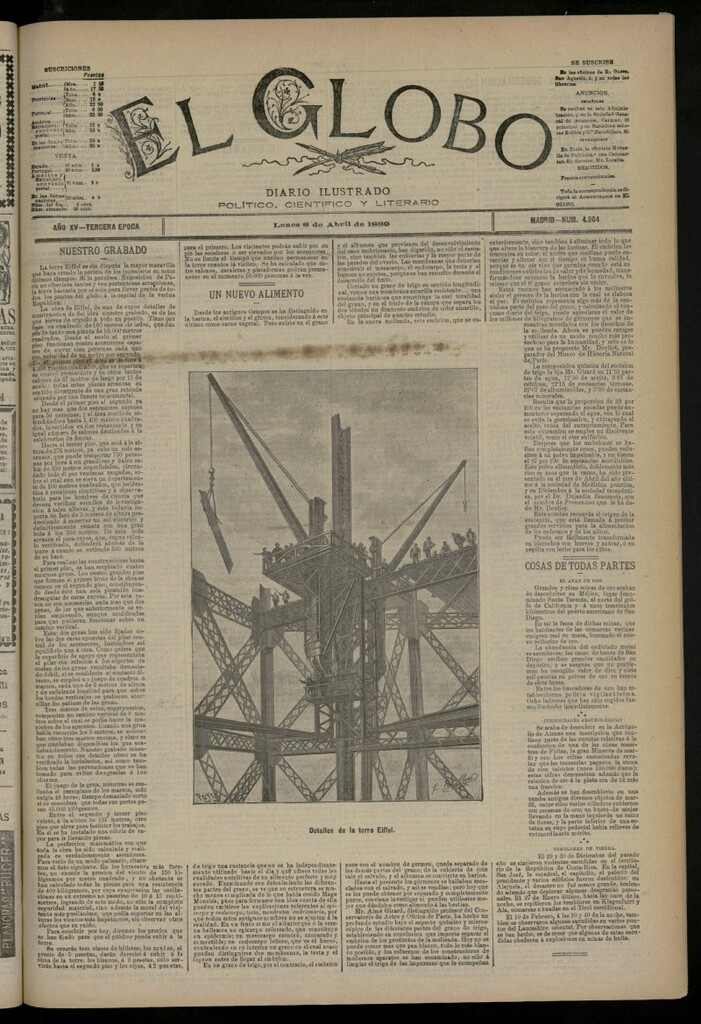 Miniatura de El Globo : diario ilustrado del 8 de abril de 1889, nº 4904