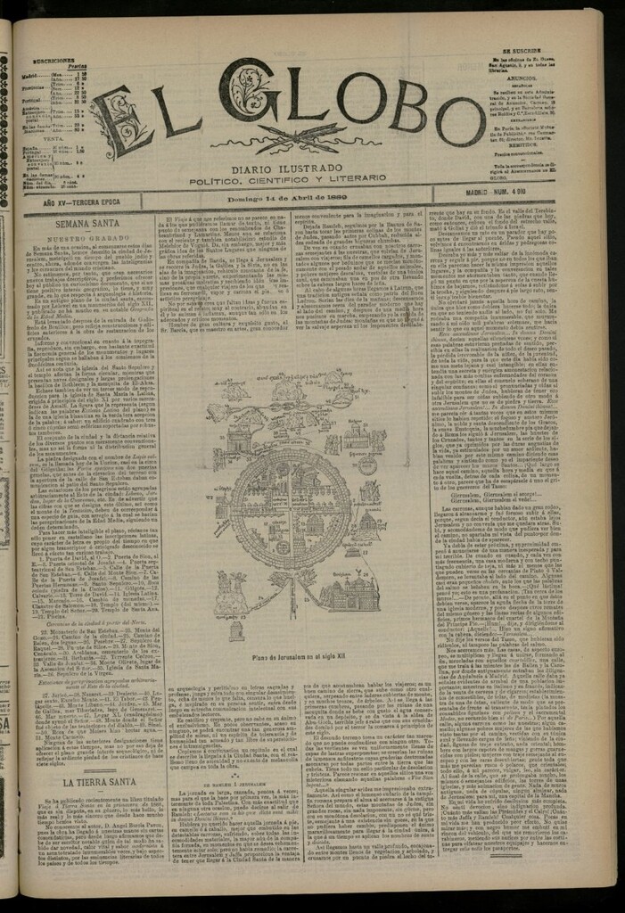 Miniatura de El Globo : diario ilustrado del 14 de abril de 1889, nº 4910