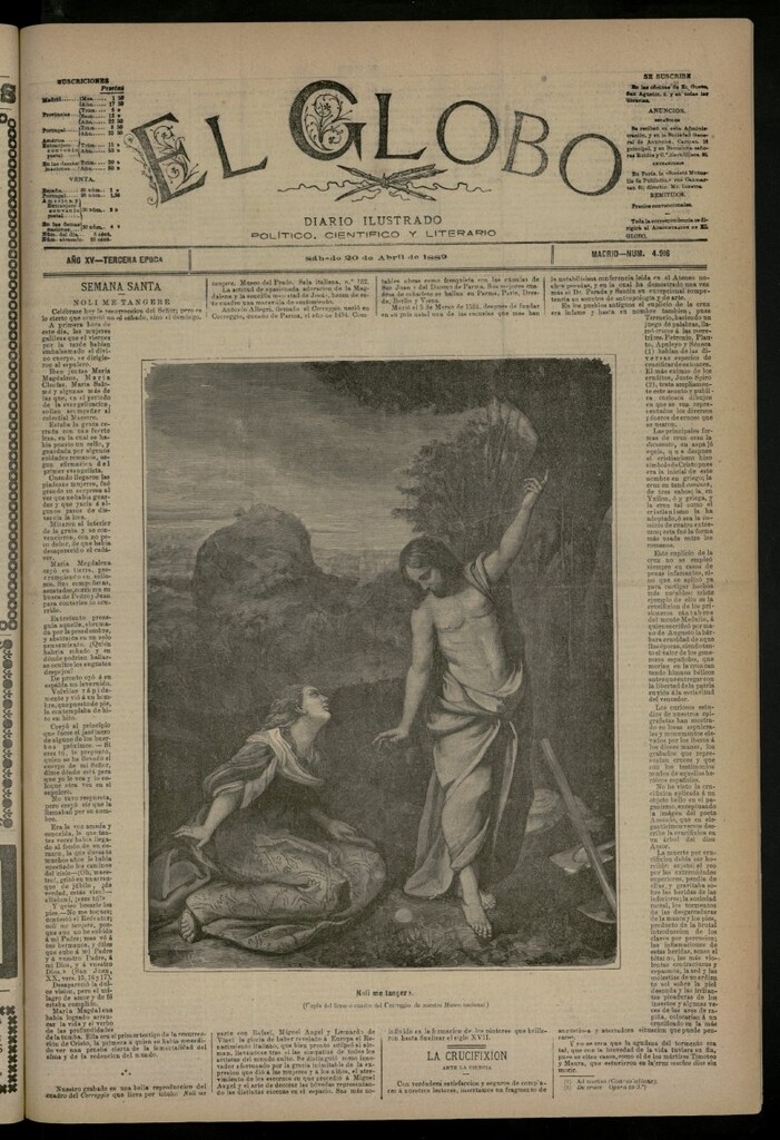 Miniatura de El Globo : diario ilustrado del 20 de abril de 1889, nº 4916