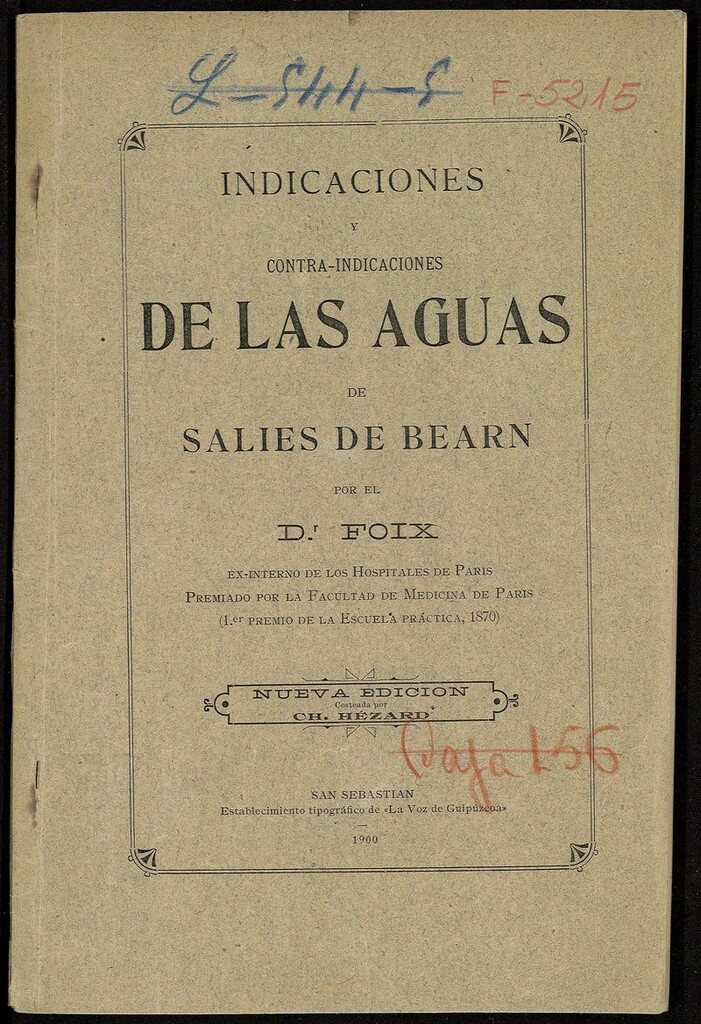 Miniatura de Indicaciones y contra-indicaciones de las aguas de Salies de Bearn por el Dr. Foix